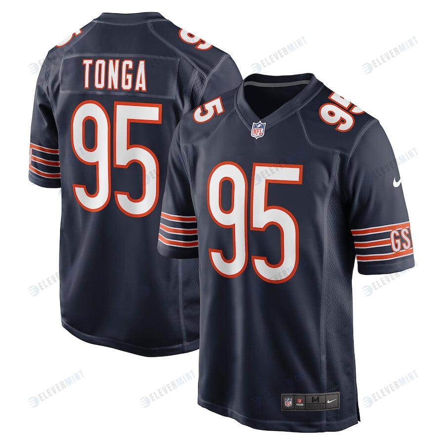 Khyiris Tonga 95 Chicago Bears Men Game Jersey - Navy
