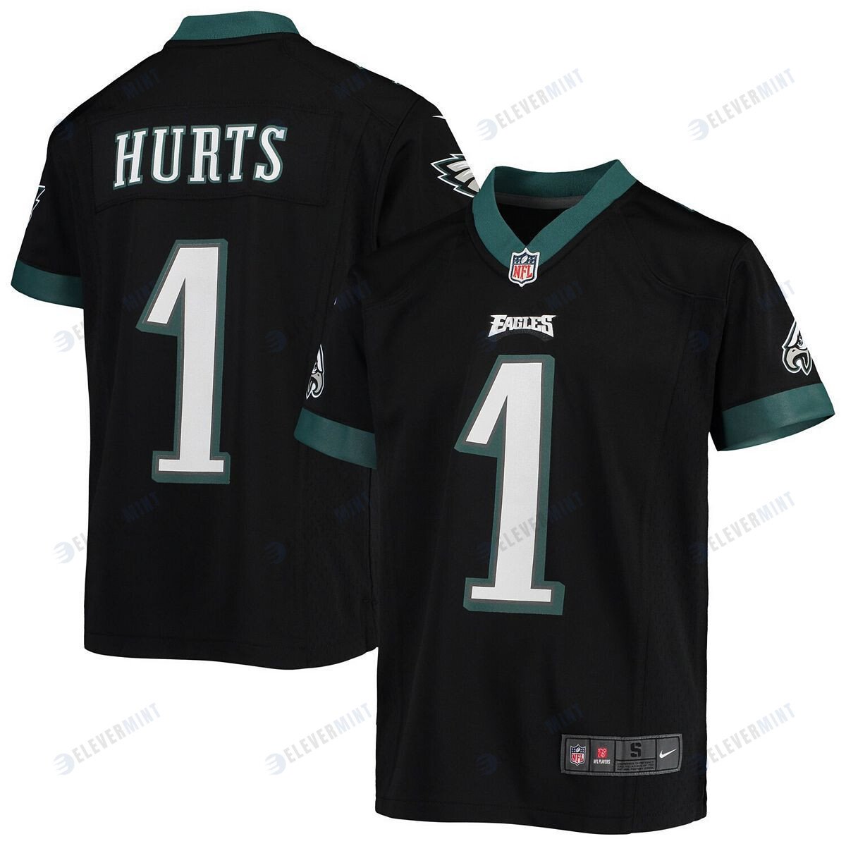 Jalen Hurts 1 Philadelphia Eagles Youth Game Jersey - Black