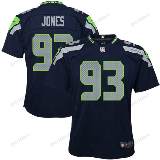 Dre¡¯mont Jones 93 Seattle Seahawks Game Youth Jersey - College Navy