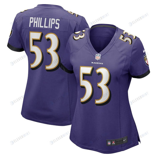 Del'Shawn Phillips 53 Baltimore Ravens Women's Game Player Jersey - Purple