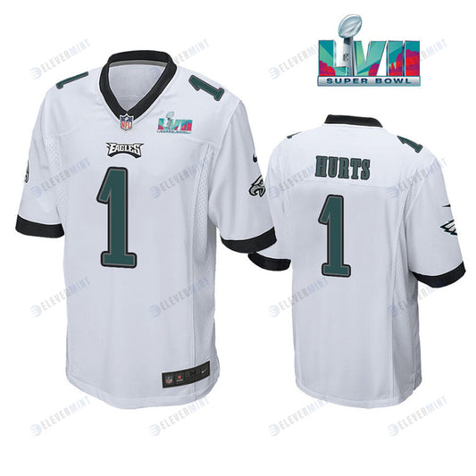 Jalen Hurts 1 Philadelphia Eagles Super Bowl LVII Game Player Men Jersey - White