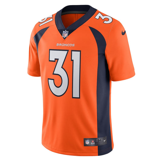 Men's Justin Simmons Nike Broncos Vapor Limited Jersey - Orange