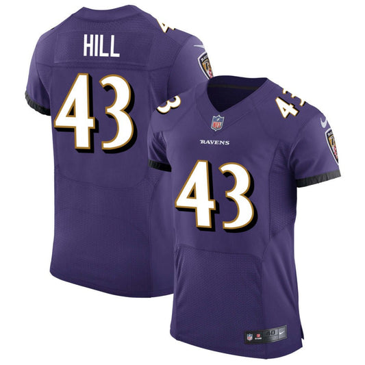 Justice Hill Baltimore Ravens Nike Speed Machine Elite Jersey - Purple