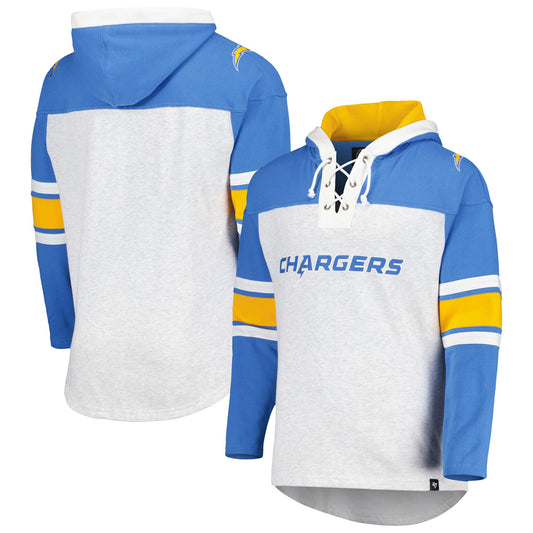 Los Angeles Chargers '47 Gridiron Lace-Up Pullover Hoodie - Heather Gray