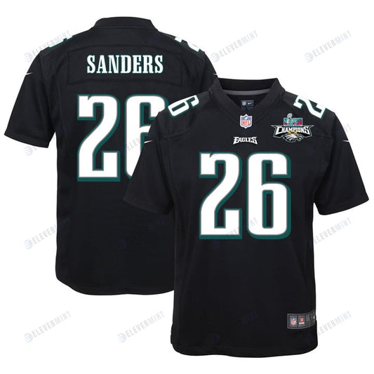 Miles Sanders 26 Philadelphia Eagles Super Bowl LVII Champions 2 Stars Youth Game Jersey - Black