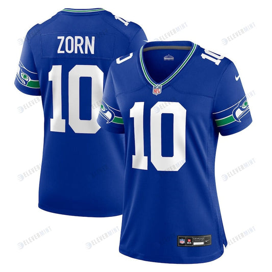 Jim Zorn 10 Seattle Seahawks Women Throwback Retired Game Jersey - Royal