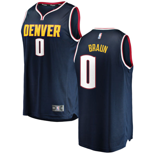 Christian Braun Denver Nuggets Fanatics Branded 2018/19 Fast Break Replica Jersey Navy - Icon Edition