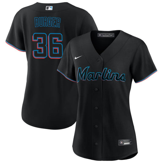 Jake Burger Miami Marlins Nike Women's Alternate Replica Jersey - Black