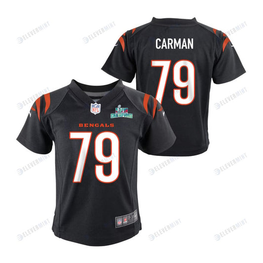 Jackson Carman 79 Cincinnati Bengals Super Bowl LVII Champions Youth Game Jersey - Black