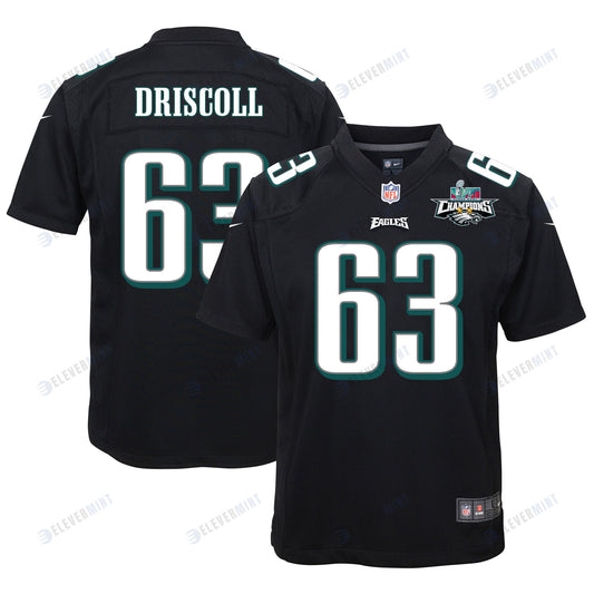 Jack Driscoll 63 Philadelphia Eagles Super Bowl LVII Champions 2 Stars Youth Game Jersey - Black