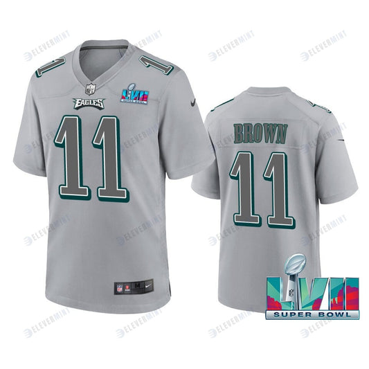 A.J. Brown 11 Philadelphia Eagles Super Bowl LVII Patch Atmosphere Fashion Game Jersey - Gray