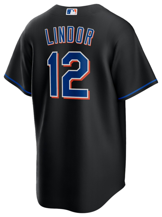 Men's Lindor Francisco Nike Mets 2022 Replica Player Jersey - Black