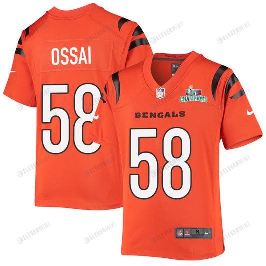 Joseph Ossai 58 Cincinnati Bengals Super Bowl LVII Champions Youth Alternate Game Jersey - Orange