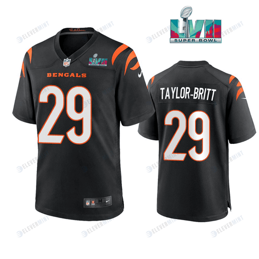 Cam Taylor Britt 29 Cincinnati Bengals Super Bowl LVII Men Game Jersey- Black