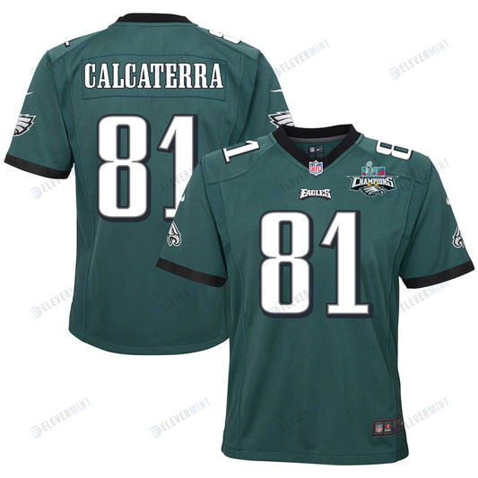 Grant Calcaterra 81 Philadelphia Eagles Super Bowl LVII Champions 2 Stars 2 Stars Youth Game Jersey - Black