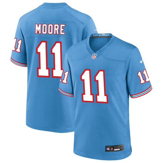 Chris Moore Tennessee Titans Nike Oilers Throwback Game Jersey - Light Blue