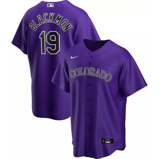 Men's Colorado Rockies Charlie Blackmon Cool Base Replica Alternate Jersey - Purple
