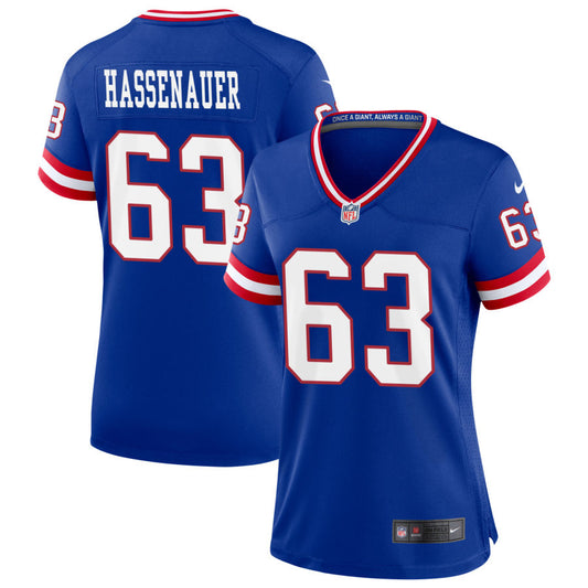 J.C. Hassenauer New York Giants Nike Women's Classic Game Jersey - Royal