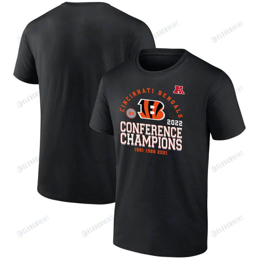 Cincinnati Bengals 2022 Four-Time AFC Conference Champions T-Shirt - Black