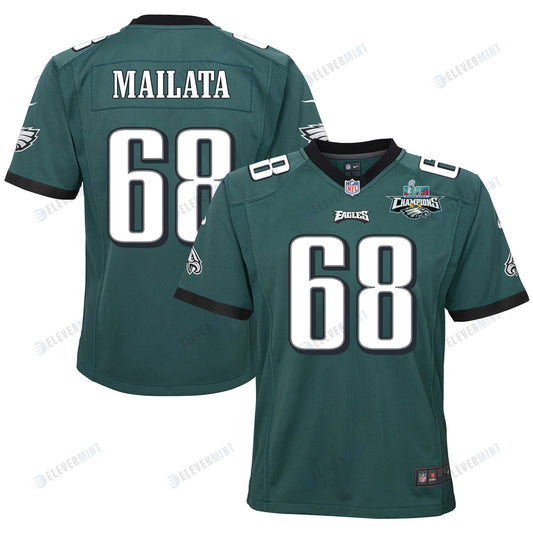Jordan Mailata 68 Philadelphia Eagles Super Bowl LVII Champions 2 Stars 2 Stars Youth Game Jersey - Black