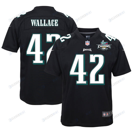 K'Von Wallace 42 Philadelphia Eagles Super Bowl LVII Champions 2 Stars Youth Game Jersey - Black