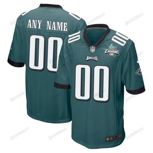 Custom Philadelphia Eagles Super Bowl LVII Champions 2 Stars Men Game Jersey - Midnight Green