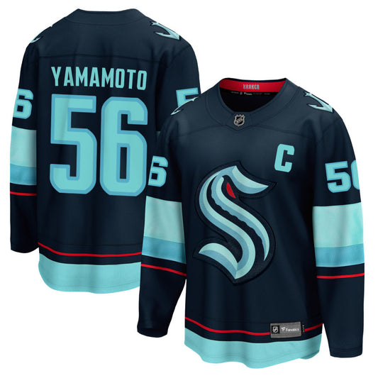Kailer Yamamoto Seattle Kraken Fanatics Branded Home Breakaway Jersey - Navy