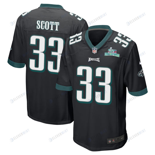 Josiah Scott 33 Philadelphia Eagles Super Bowl LVII Champions Men Game Jersey - Black