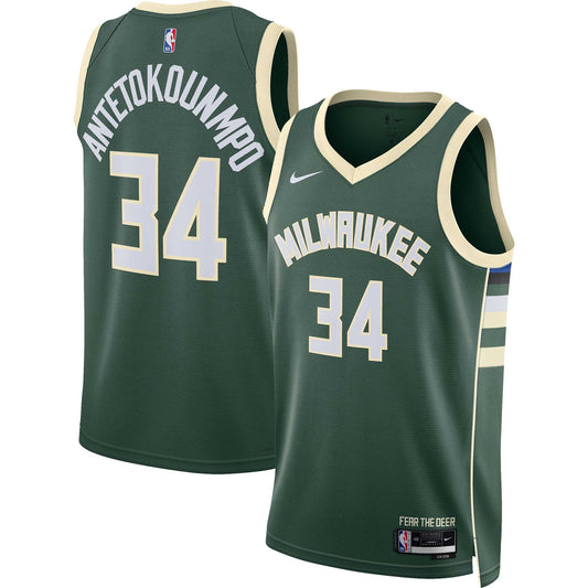 Giannis Antetokounmpo Milwaukee Bucks Nike Unisex Swingman Jersey - Association Edition - Hunter Green