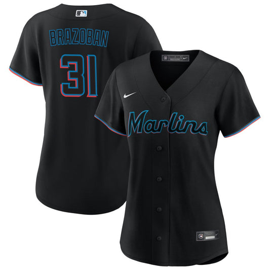 Huascar Brazoban Miami Marlins Nike Women's Alternate Replica Jersey - Black