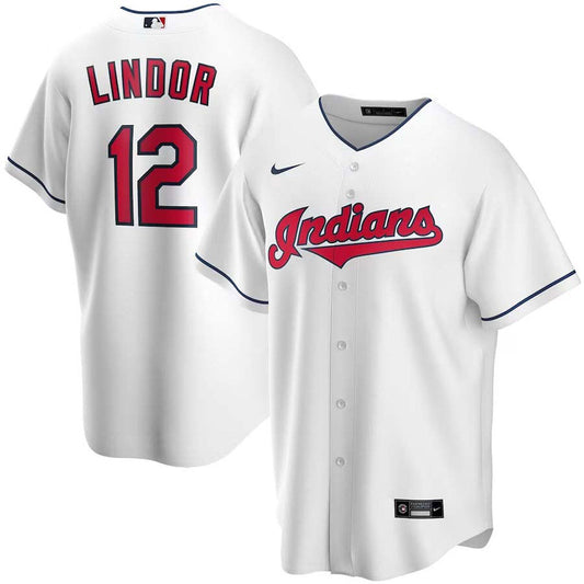 Men's Cleveland Indians Francisco Lindor Replica Home Jersey - White