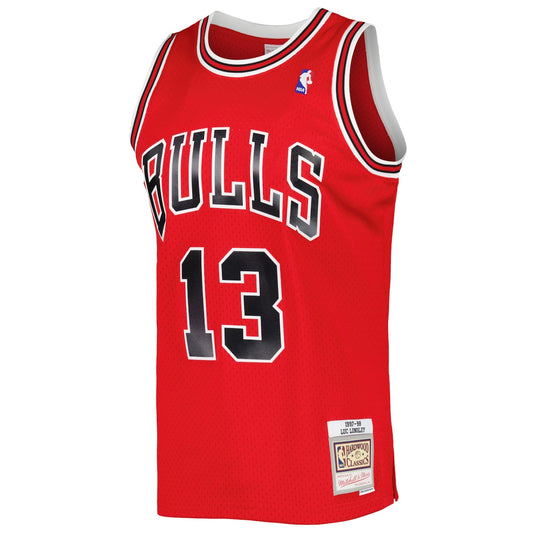 Men's Luc Longley Mitchell & Ness Bulls 2001/02 Hardwood Classics Swingman Jersey - Red