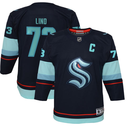 Kole Lind Seattle Kraken Youth Home Premier Jersey - Navy