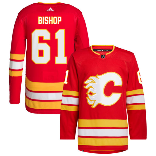 Clark Bishop Calgary Flames adidas 2020/21 Home Primegreen Authentic Pro Jersey - Red