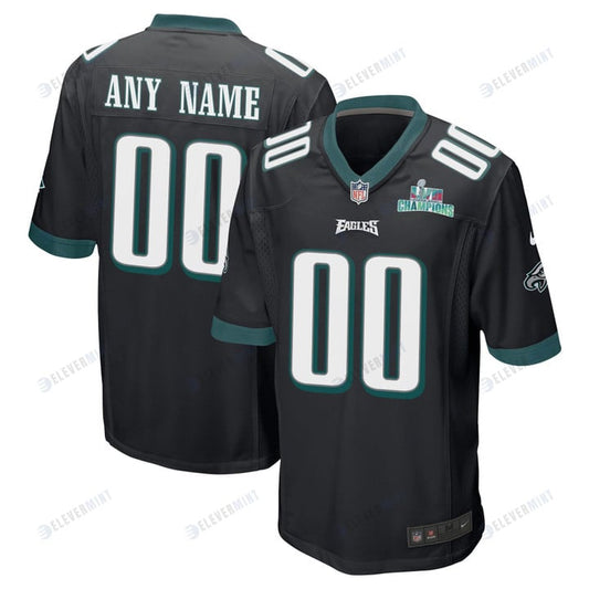 Custom Philadelphia Eagles Super Bowl LVII Champions Men Game Jersey - Black