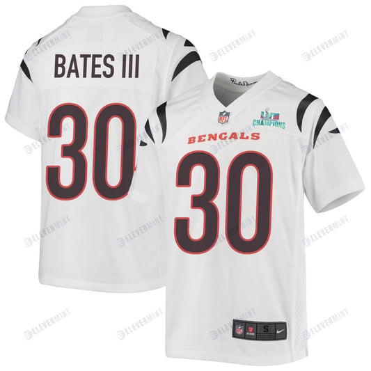 Jessie Bates III 30 Cincinnati Bengals Super Bowl LVII Champions Youth Game Jersey - White