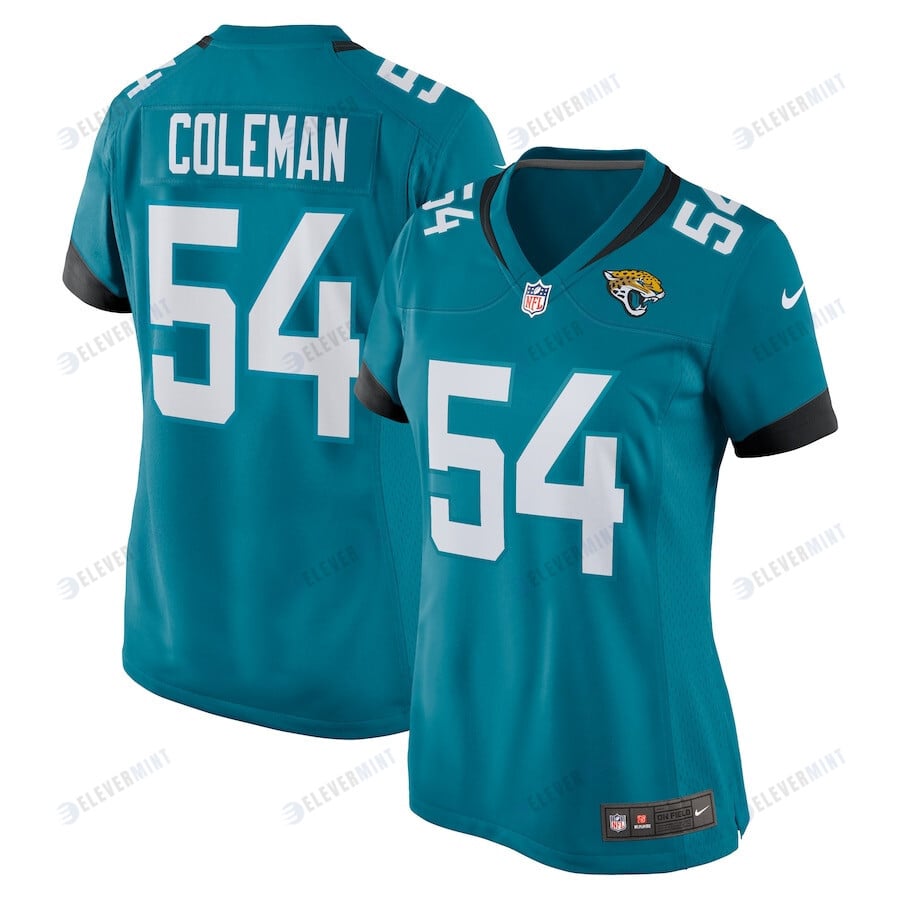 DJ Coleman 54 Jacksonville Jaguars Women Game Jersey - Teal