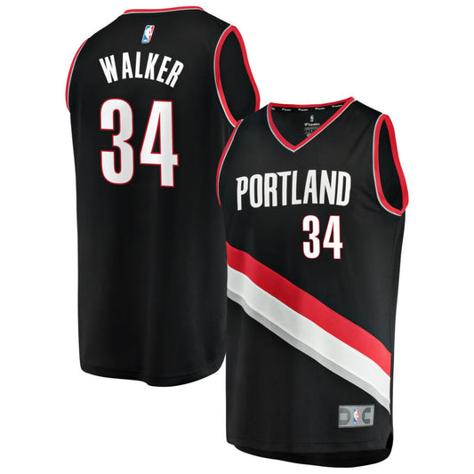 Jabari Walker Portland Trail Blazers Fanatics Branded Fast Break Replica Jersey Black - Icon Edition