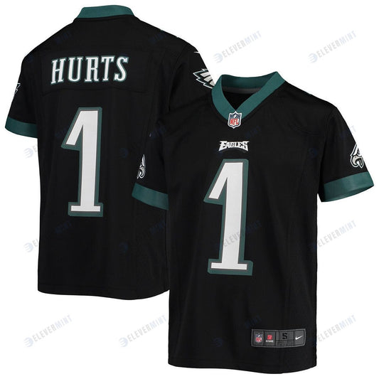 Jalen Hurts 1 Philadelphia Eagles Youth Game Jersey - Black