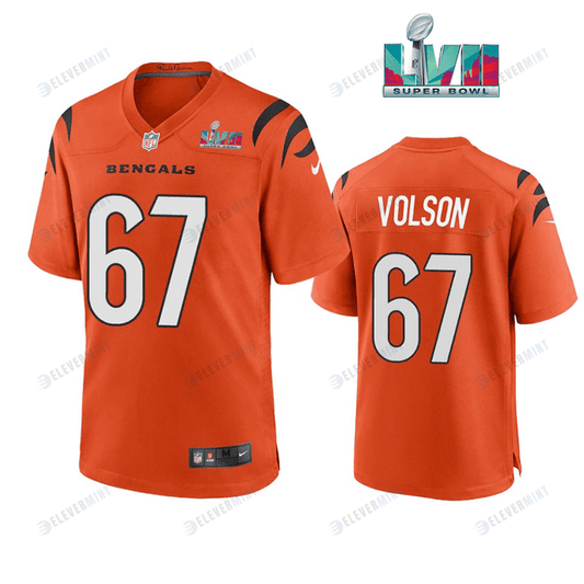 Cordell Volson 67 Cincinnati Bengals Super Bowl LVII Men Game Jersey- Orange