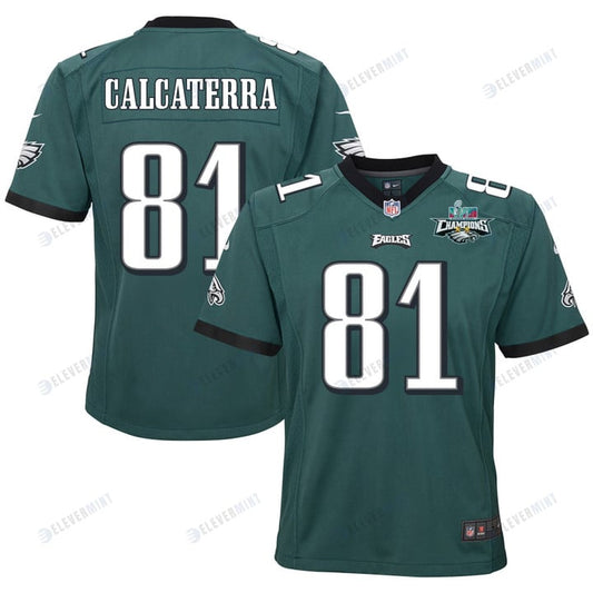 Grant Calcaterra 81 Philadelphia Eagles Super Bowl LVII Champions 2 Stars 2 Stars Youth Game Jersey - Black