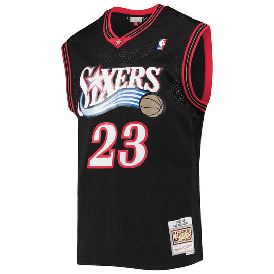 Men's Lou Williams Mitchell & Ness 76ers Swingman Jersey - Black