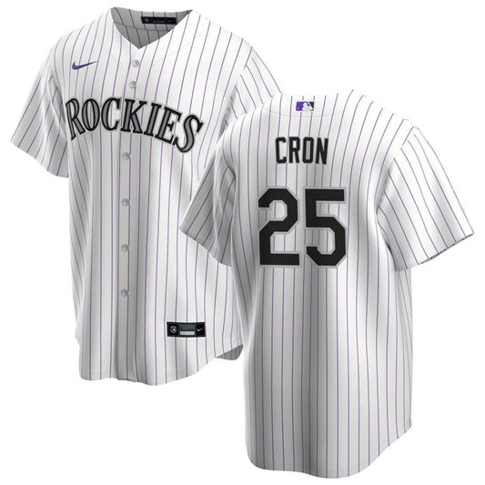 Men's Colorado Rockies CJ Cron Cool Base Replica Home Jersey - White