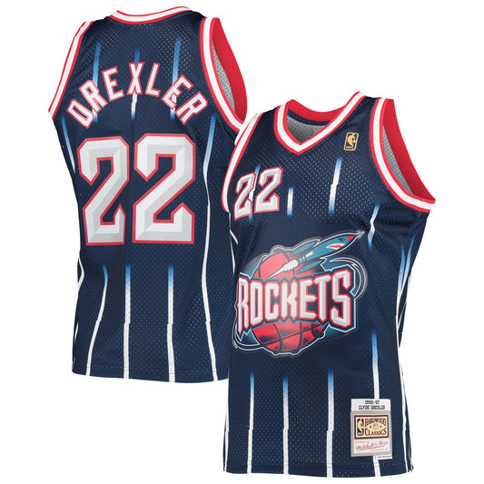 Clyde Drexler Houston Rockets Mitchell & Ness Hardwood Classics Swingman Jersey - Navy